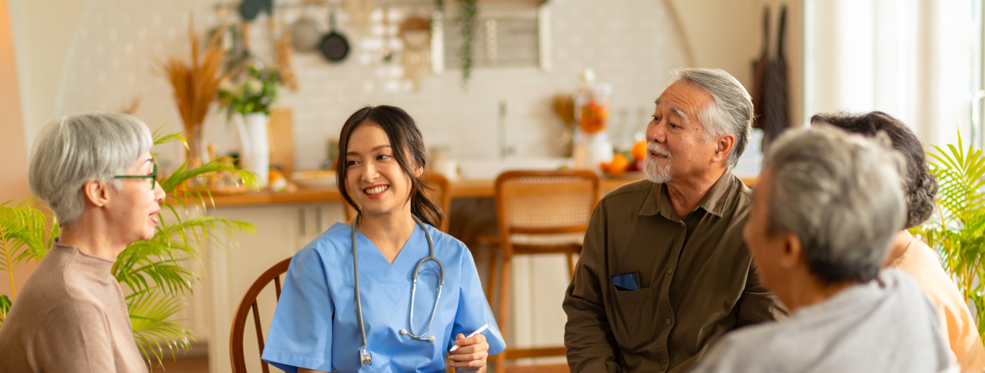 nurse talking to senior