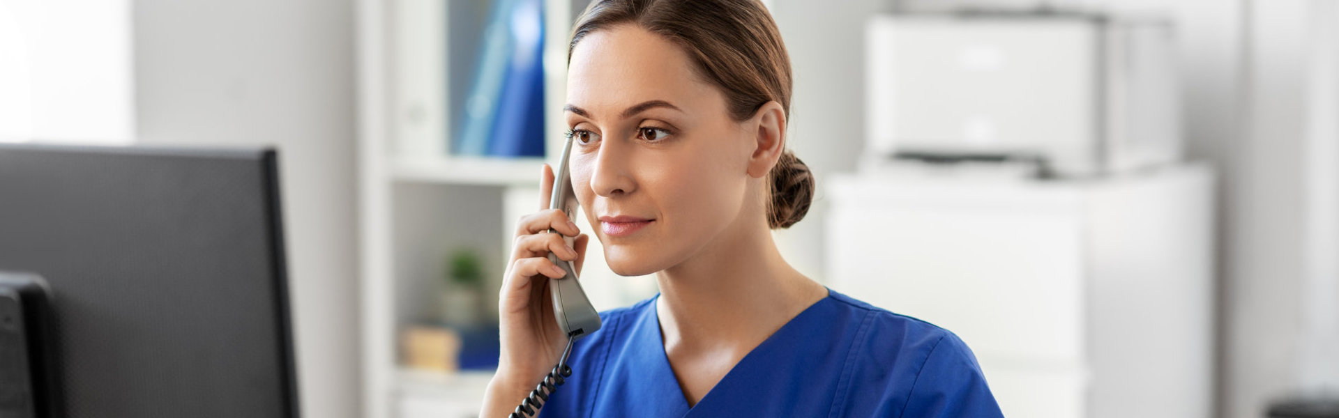 nurse taking a call