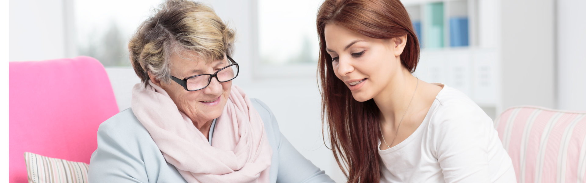 nurse talking to senior