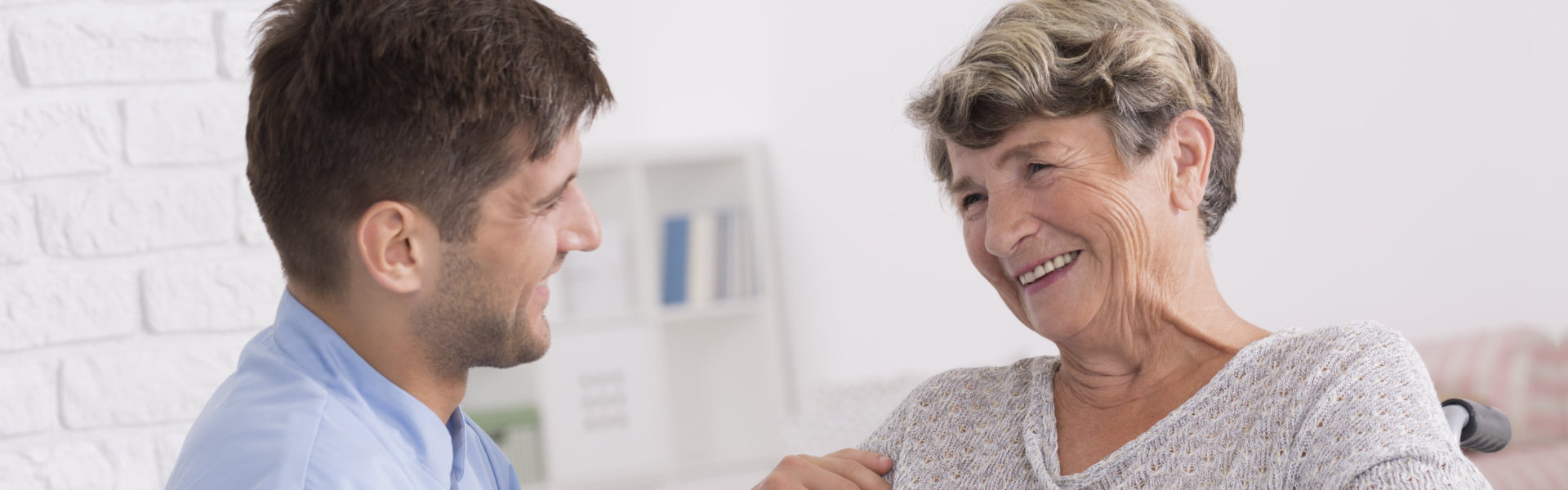 nurse talking to senior